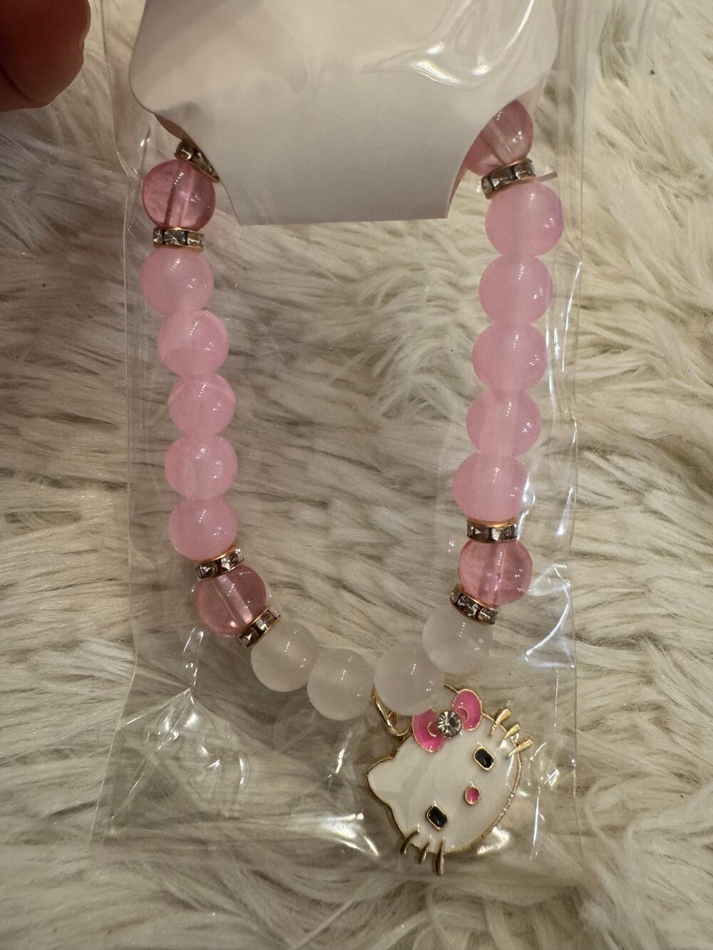 Hello Kitty pink beaded bracelet with Hello Kitty charm